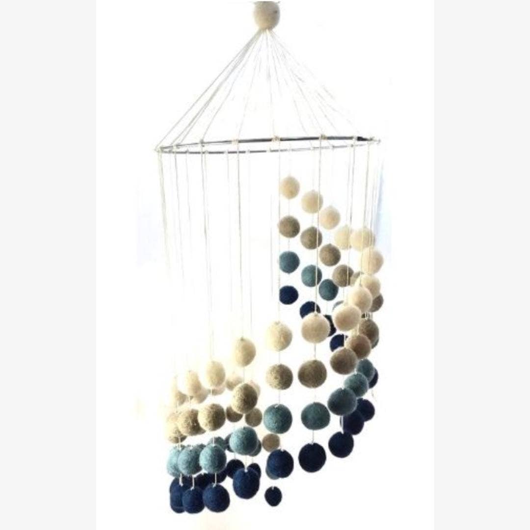 Handcrafted Felt Ball Mobile, Swirl Design, Assorted Colors