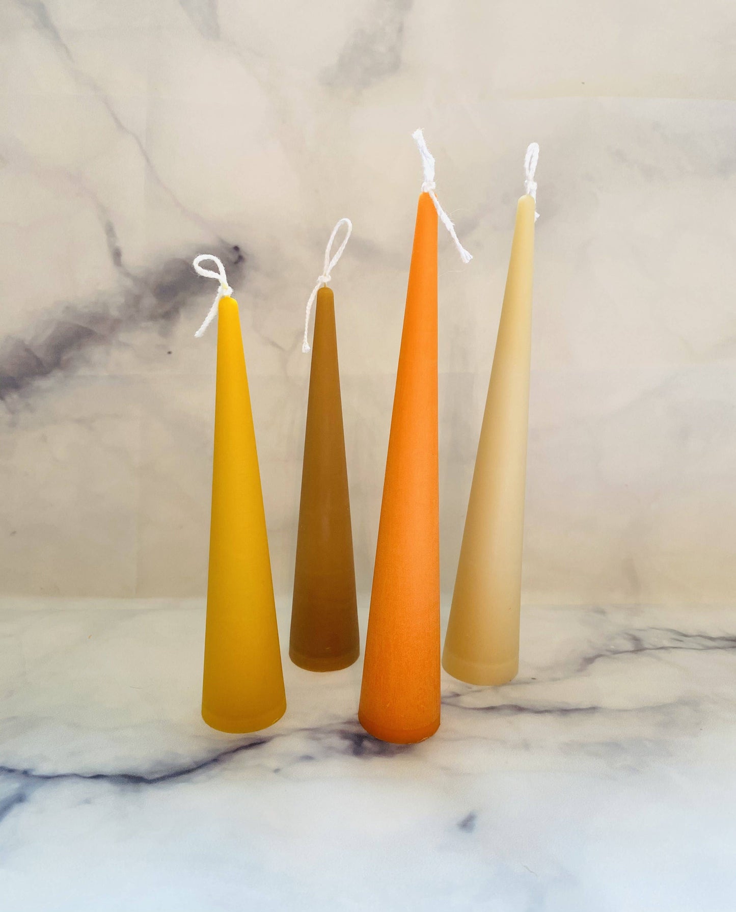 Neutrals Slim Cone Taper Beeswax Candle: Charcoal / Medium