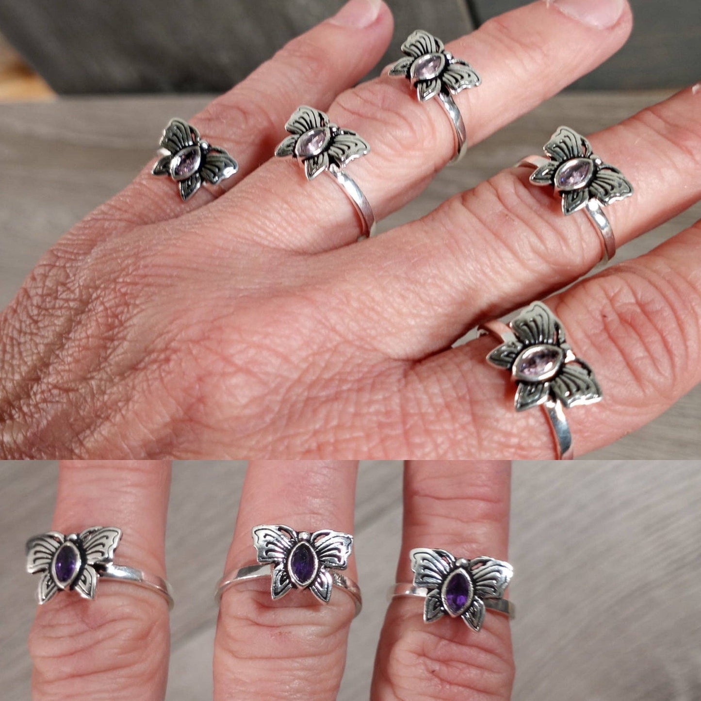 Gemstone Sterling Silver Ring Butterfly
