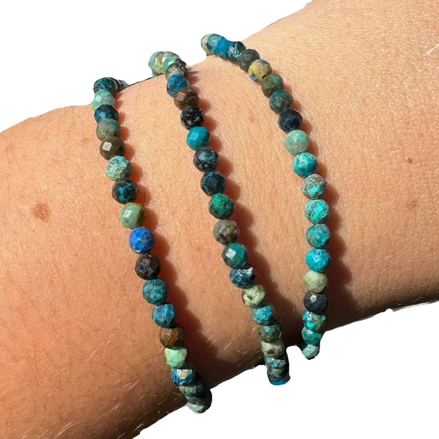 4mm Faceted Crystal Bracelet: Moss Agate