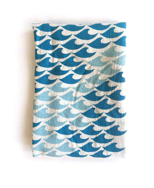 Waves Tea Towel: Turquoise/powder blue