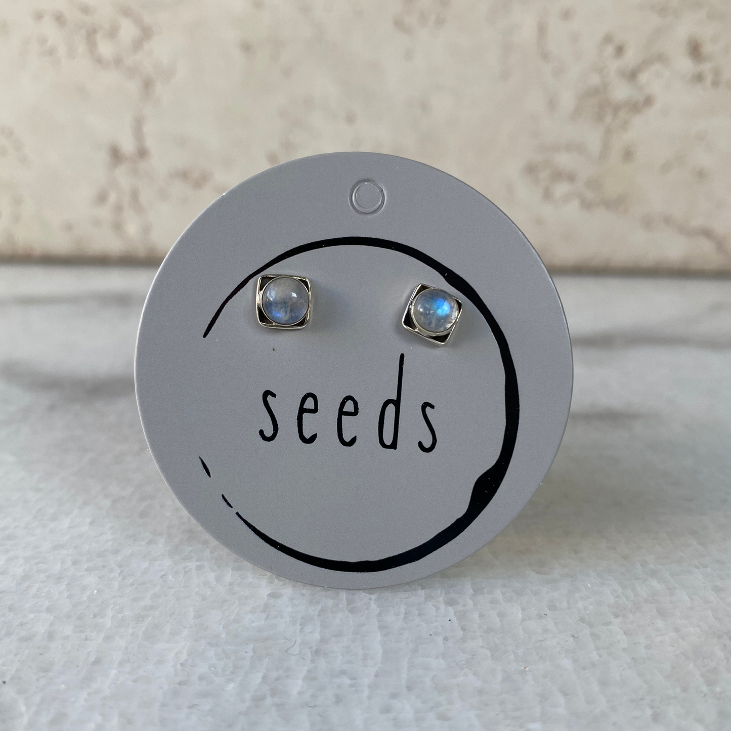 Square Stud Earrings | Sterling Silver Genuine Stones
