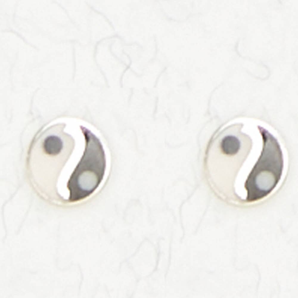 Sterling Silver Ear Studs – Yin Yang: Sterling Silver