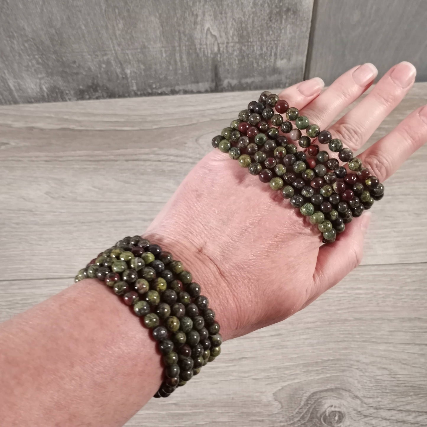Gemstone Beaded Stretch Bracelets 6mm : Black Moonstone