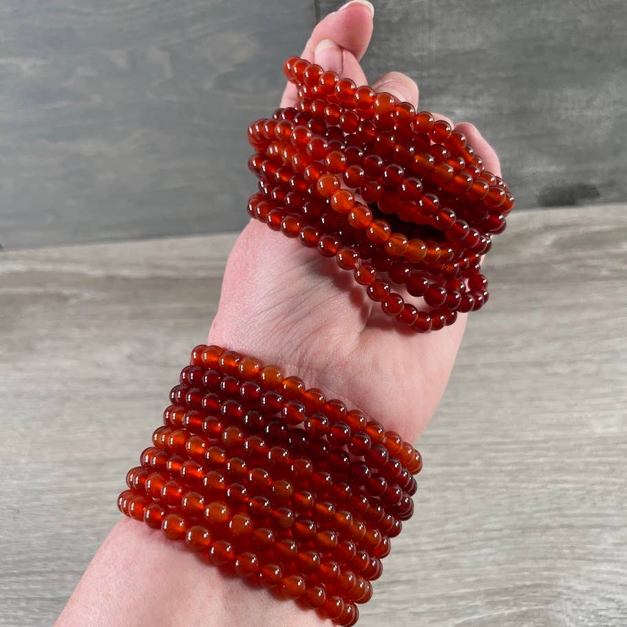 Gemstone Beaded Stretch Bracelets 6mm : Fossil Coral