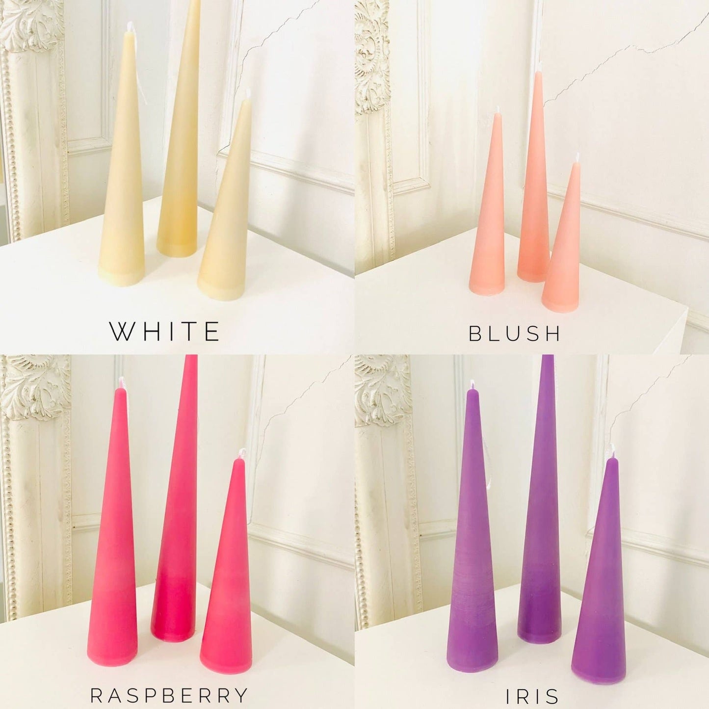 Neutrals Slim Cone Taper Beeswax Candle: Charcoal / Medium