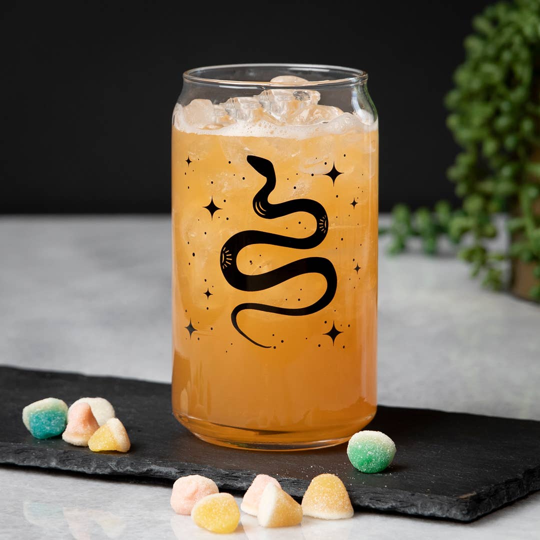 Snake Beer Can Glass | Glass Cup | Iced Coffee Cup: 1 Glass