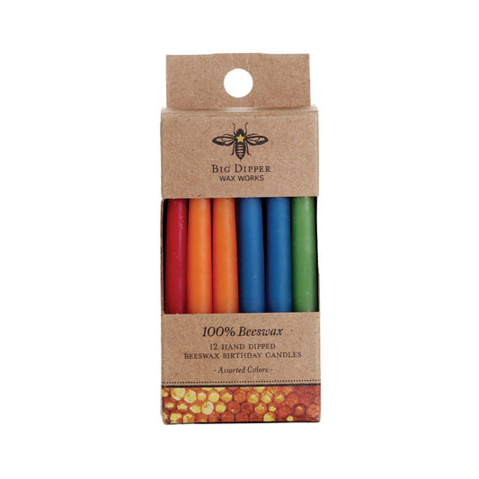 Beeswax Birthday Candles: Assorted Colors