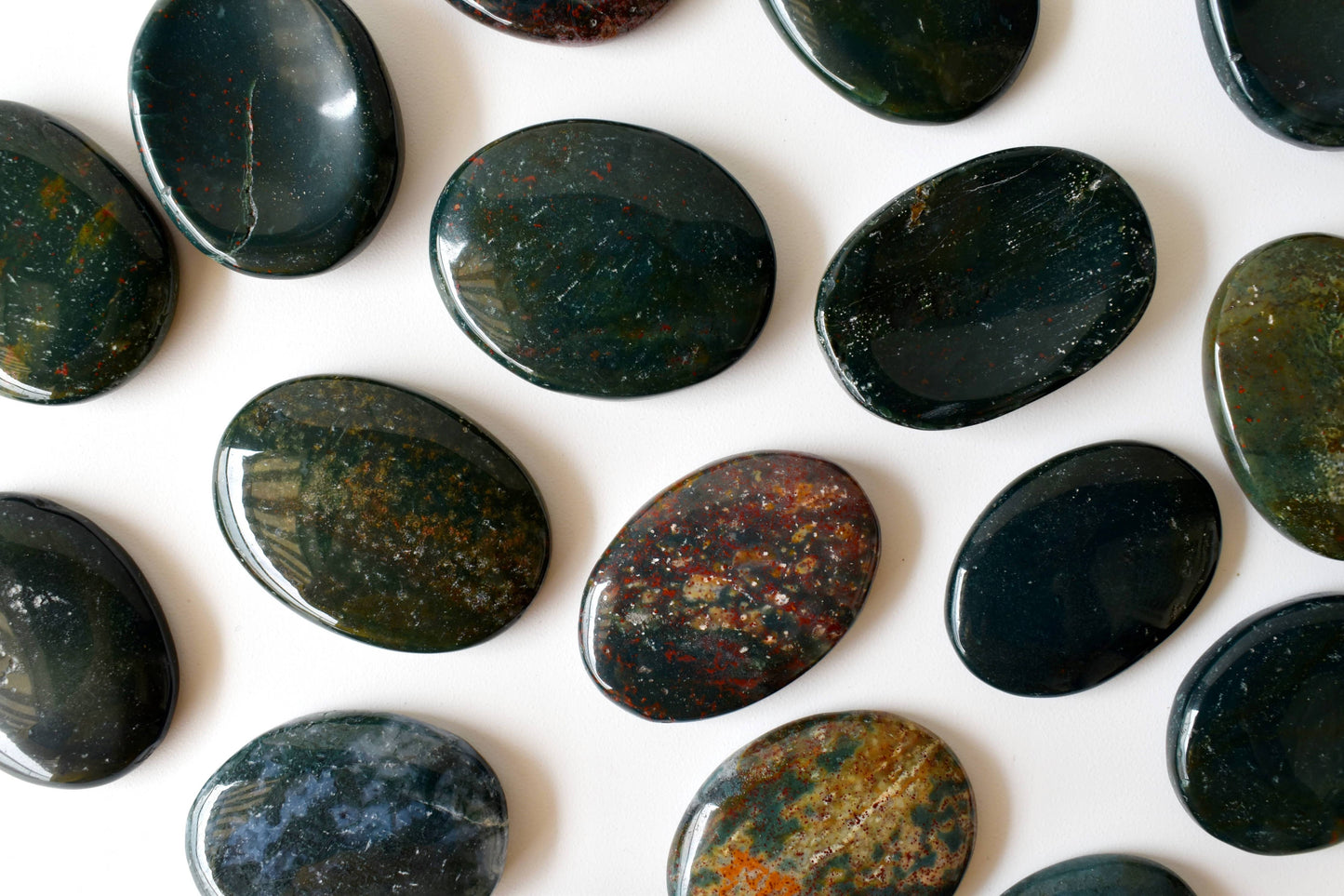 Palm Stones | Bloodstone | Thumb Crystal | Pocket Gemstone: Thumb Indent (Worry Stone)