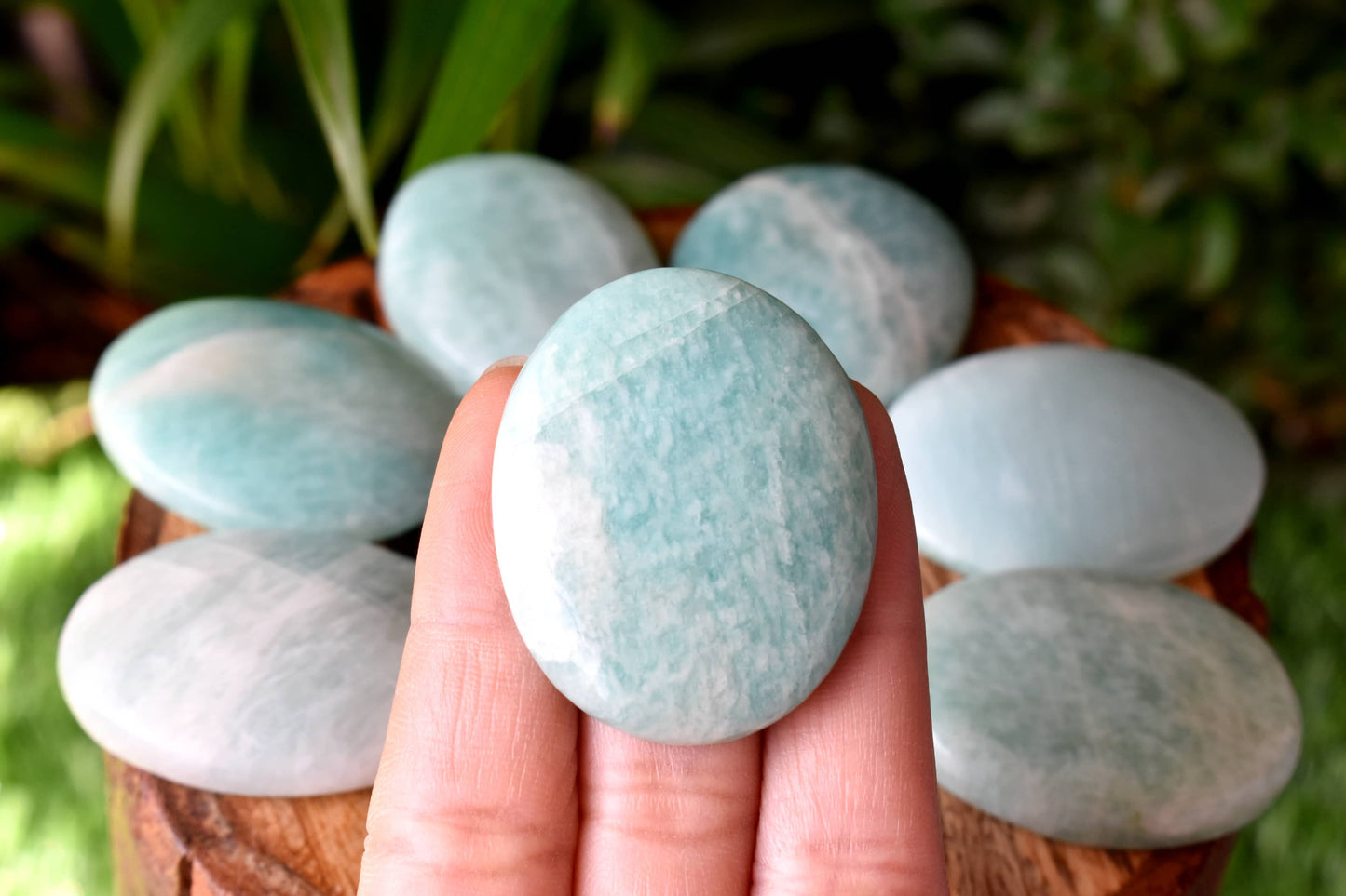 Amazonite Worry Stones, Natural Polished Palm Stones