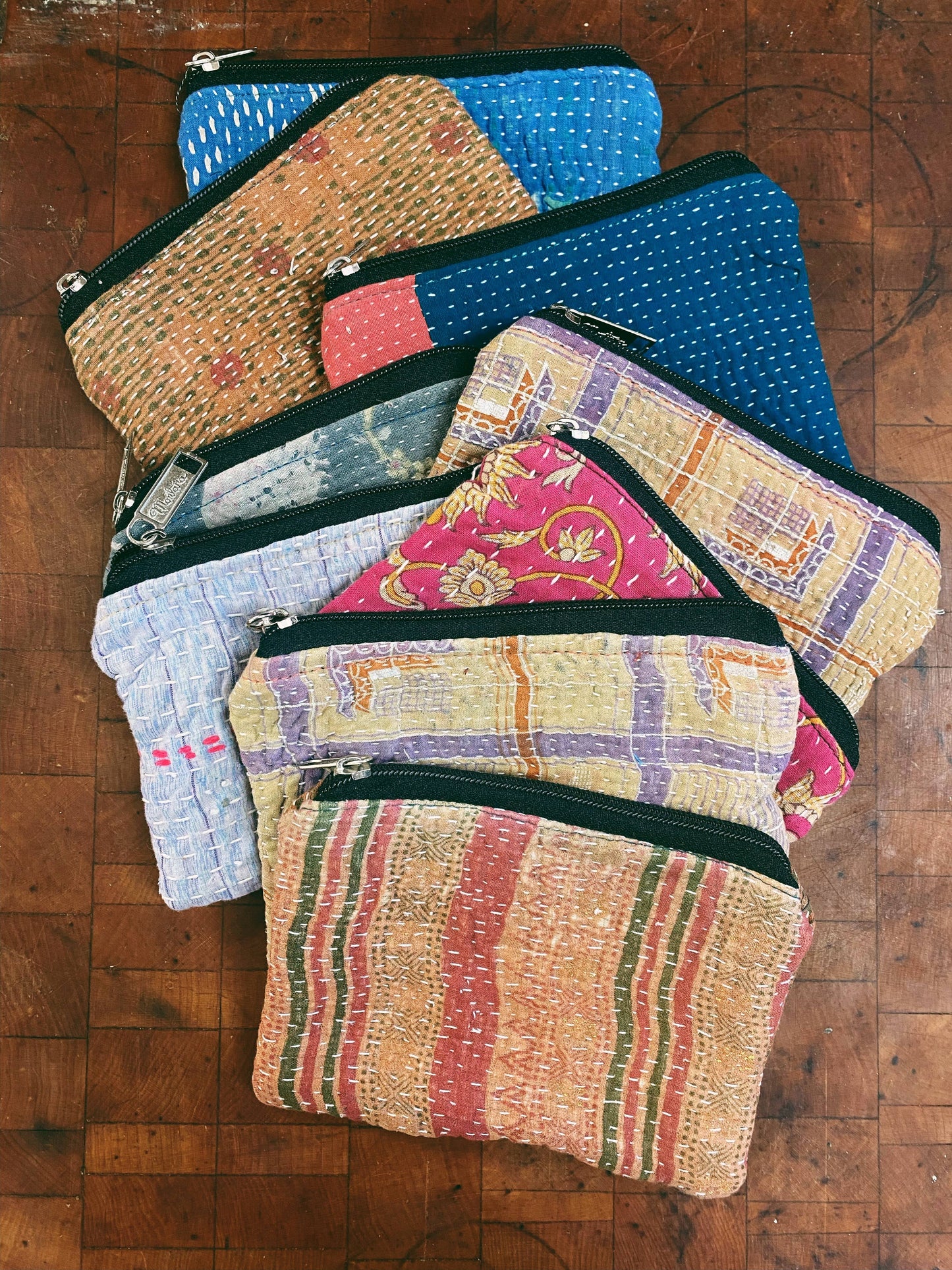 Zipper Pouch Bag | Made From Recycled Sarees 100% Cotton: Small