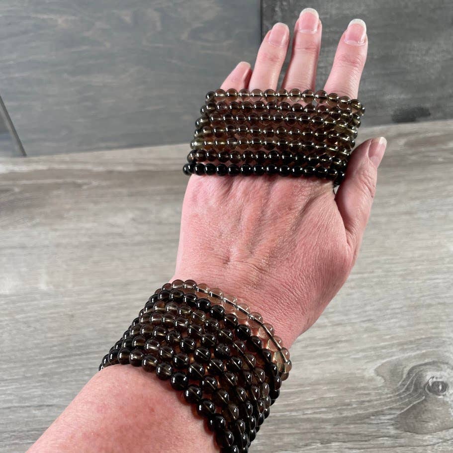 Gemstone Beaded Stretch Bracelets 6mm : Black Moonstone