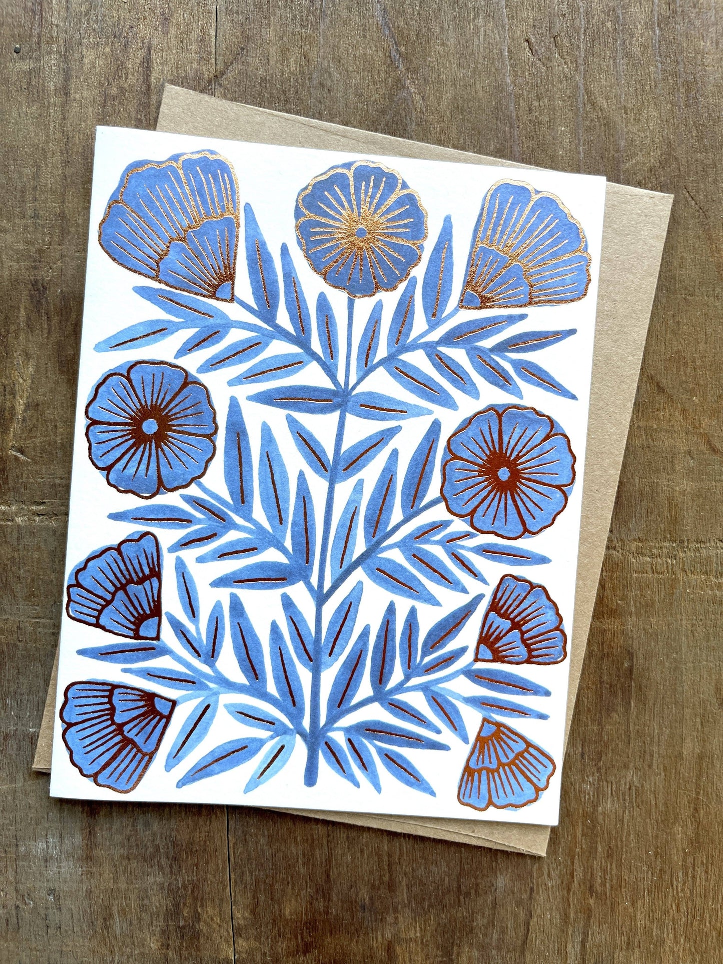Blue Flower Blank Greeting Card