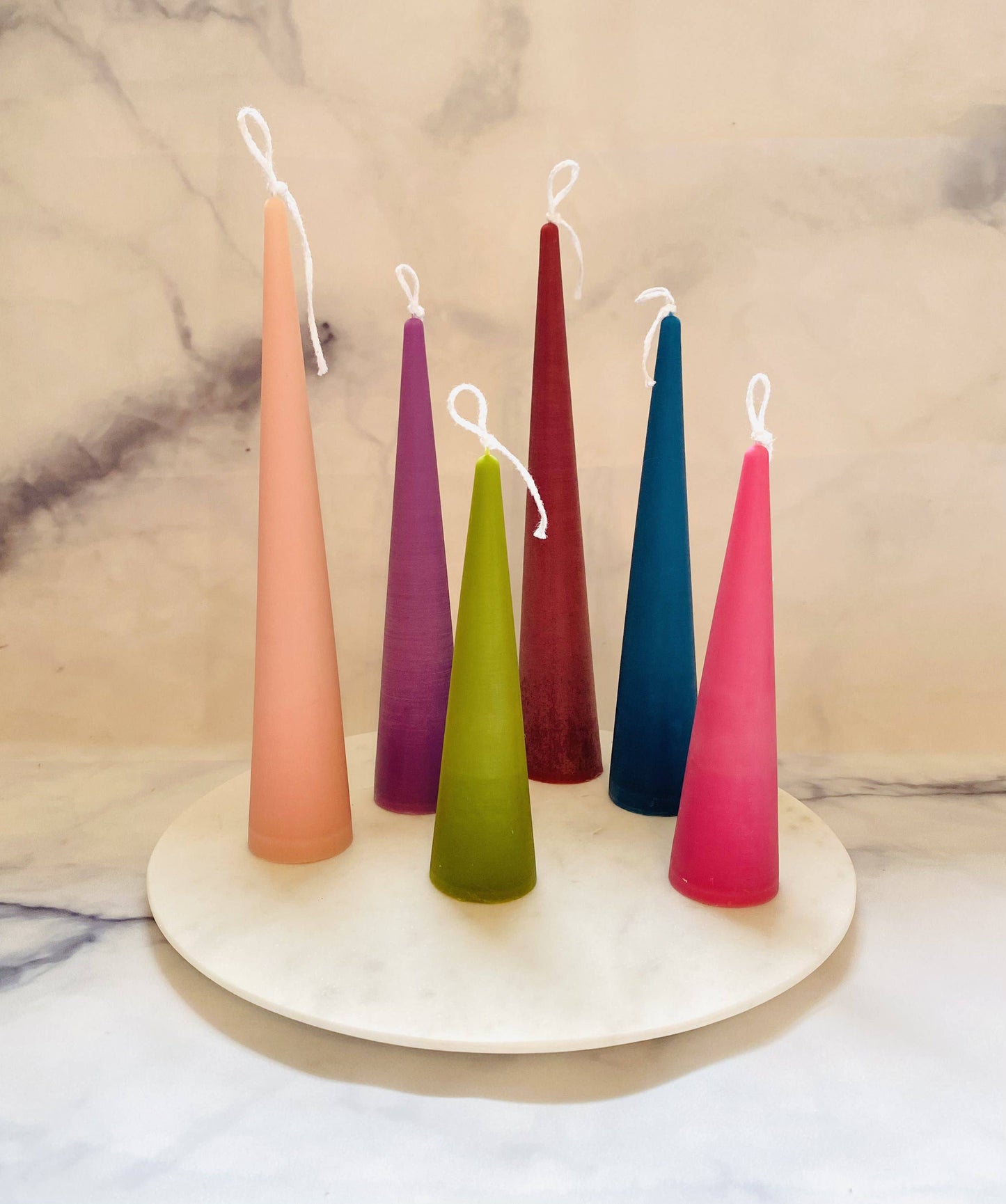 Neutrals Slim Cone Taper Beeswax Candle: Charcoal / Medium