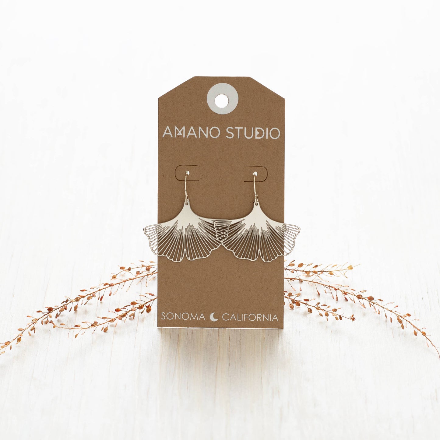Ginkgo Leaf Earrings - Silver