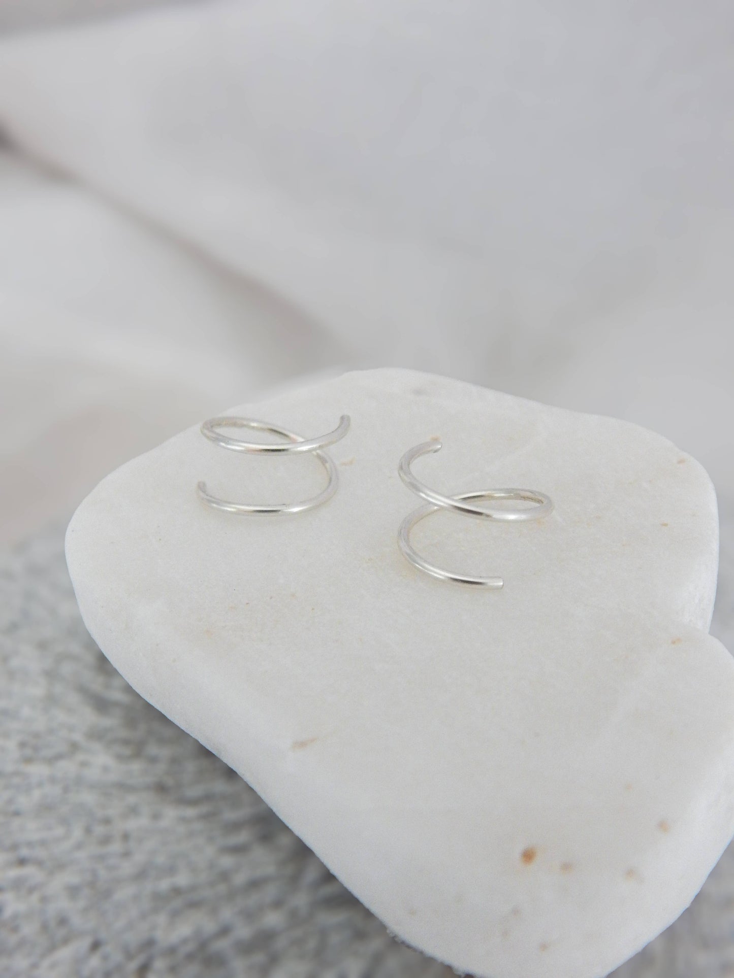 Twist-In Double Huggie Hoop |14k Gold Fill & Sterling Silver: Silver