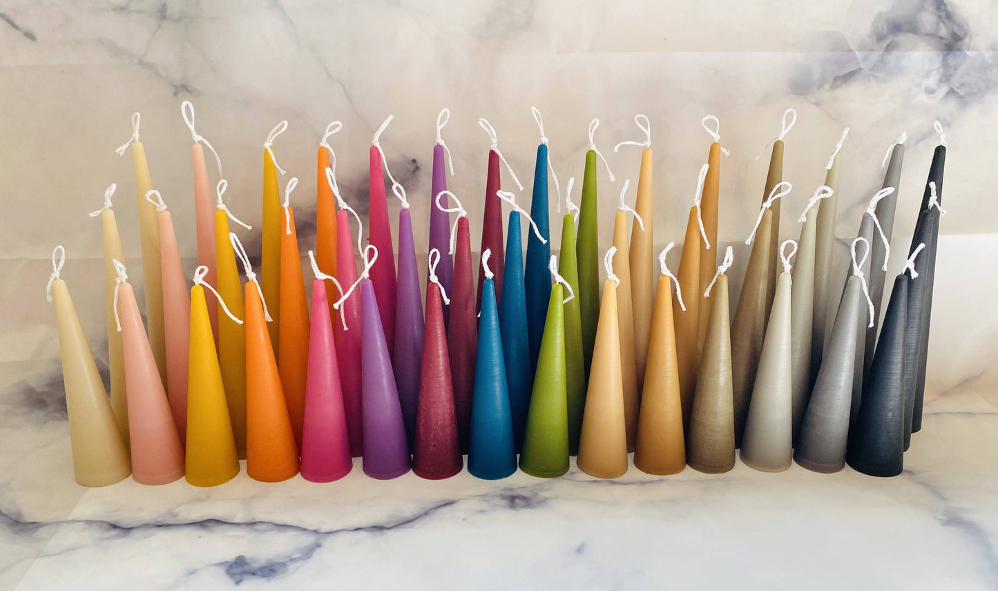 Neutrals Slim Cone Taper Beeswax Candle: Charcoal / Medium