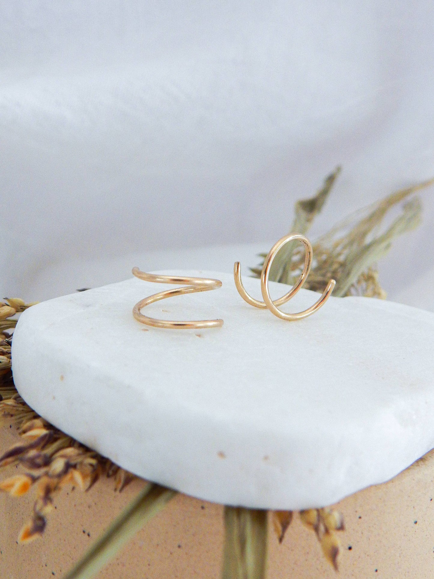 Twist-In Double Huggie Hoop |14k Gold Fill & Sterling Silver: Silver