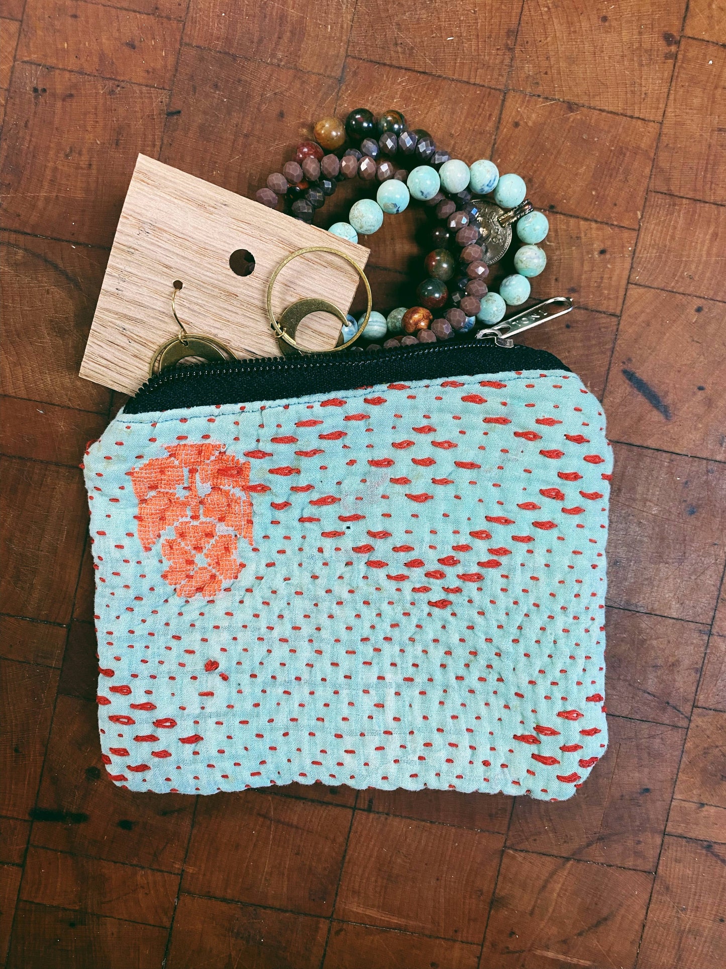 Zipper Pouch Bag | Made From Recycled Sarees 100% Cotton: Small
