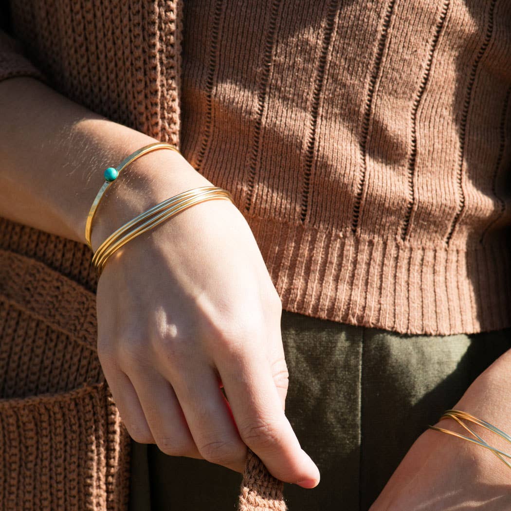 6mm Turquoise Hammered Cuff Bracelet