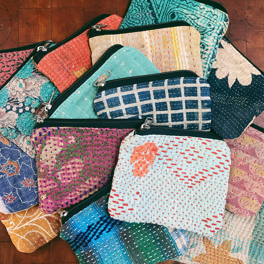 Zipper Pouch Bag | Made From Recycled Sarees 100% Cotton: Small