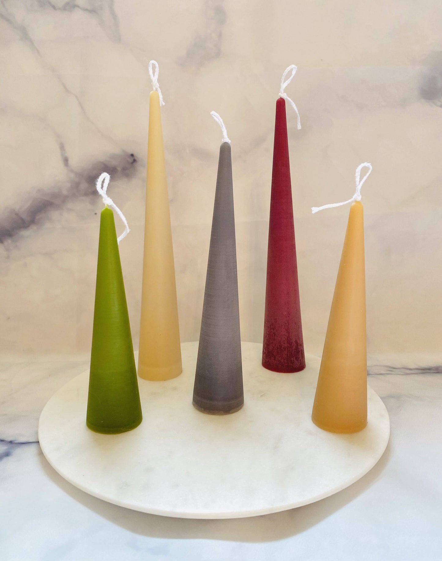 Neutrals Slim Cone Taper Beeswax Candle: Charcoal / Medium
