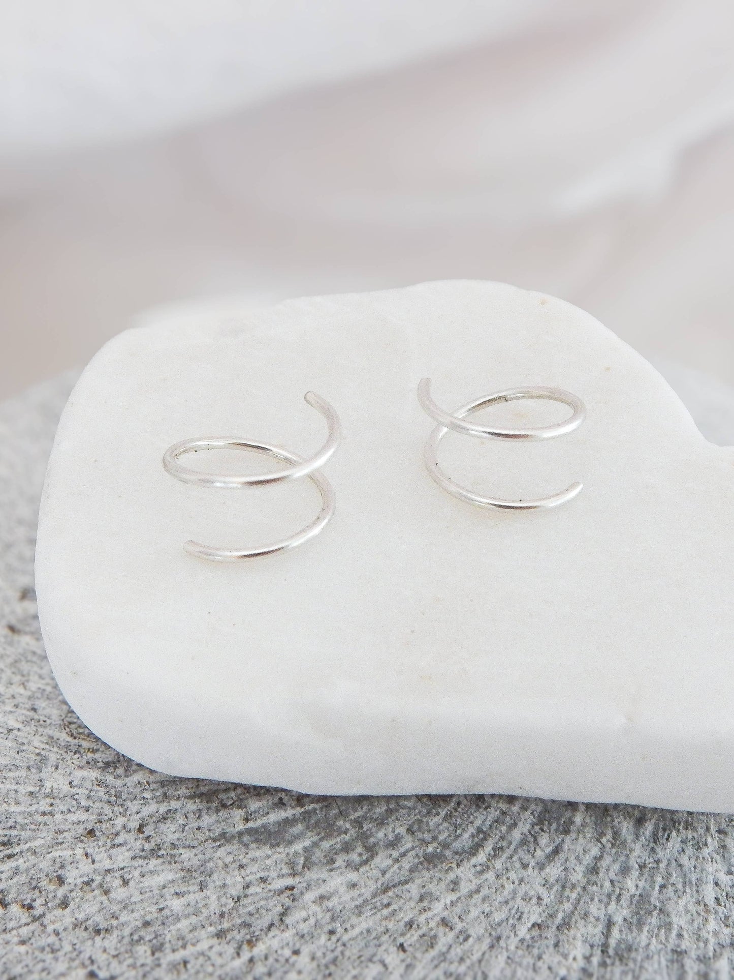 Twist-In Double Huggie Hoop |14k Gold Fill & Sterling Silver: Silver