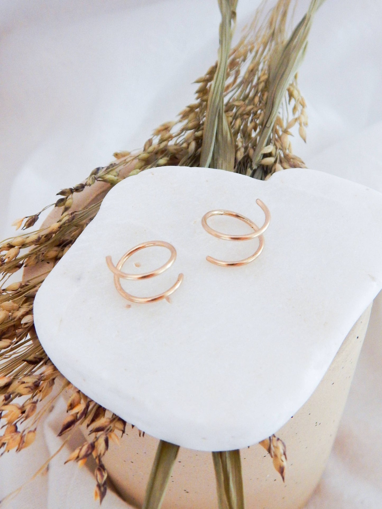 Twist-In Double Huggie Hoop |14k Gold Fill & Sterling Silver: Silver