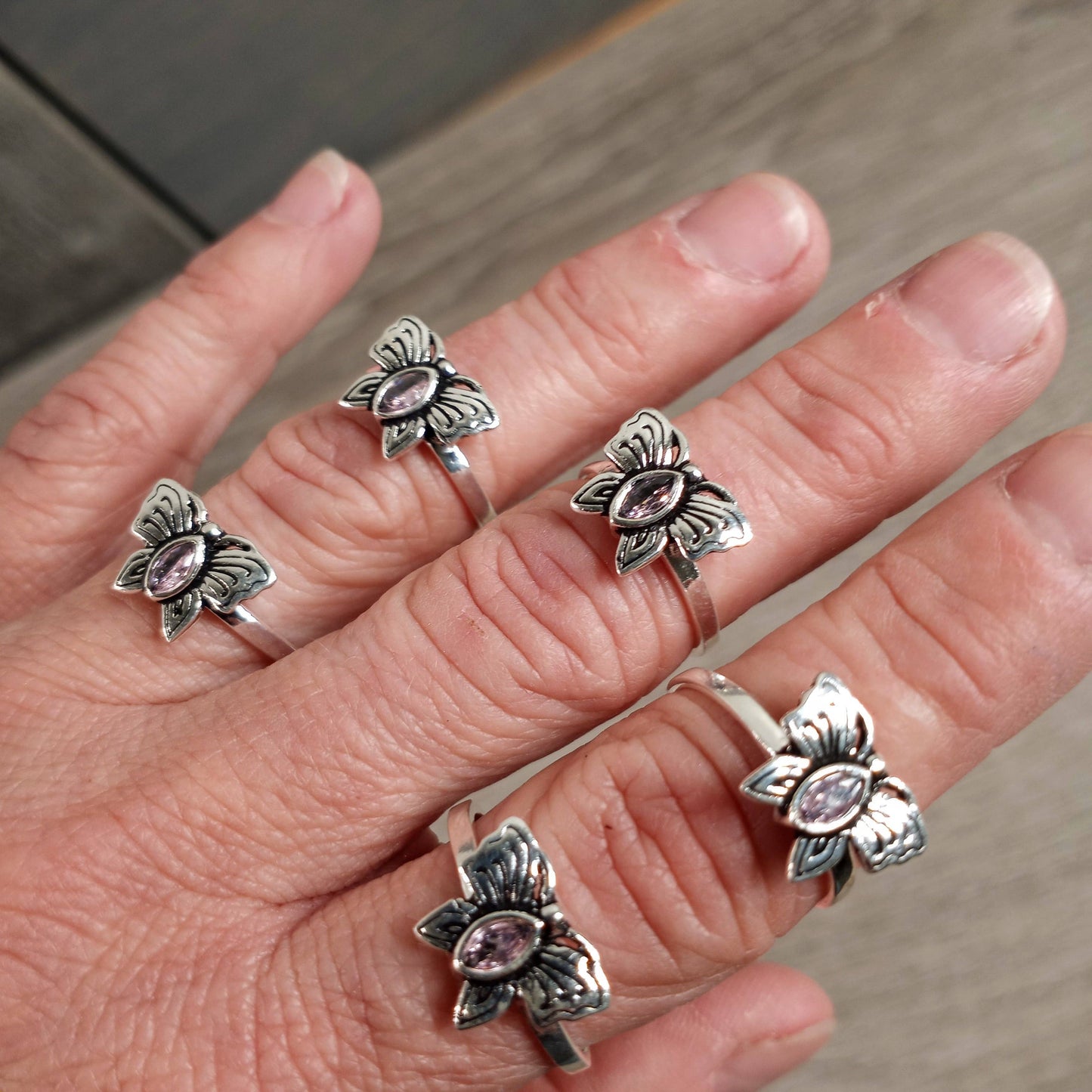 Gemstone Sterling Silver Ring Butterfly