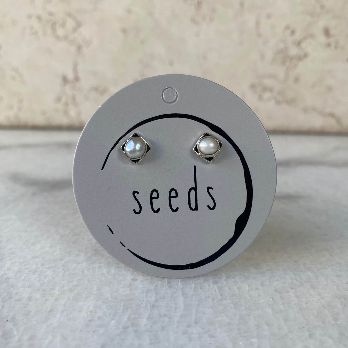 Square Stud Earrings | Sterling Silver Genuine Stones