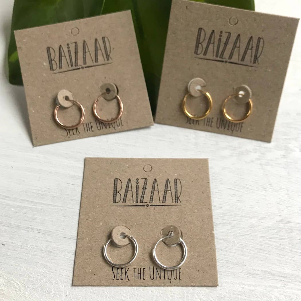 Tiny Hoop Earring: Gold plated