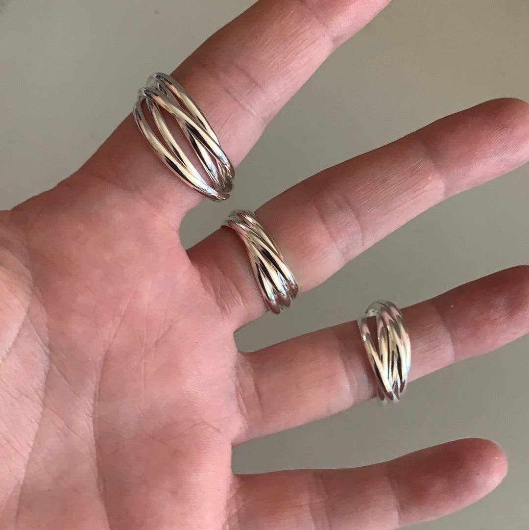 Sterling Silver Rolling Triple Band Ring