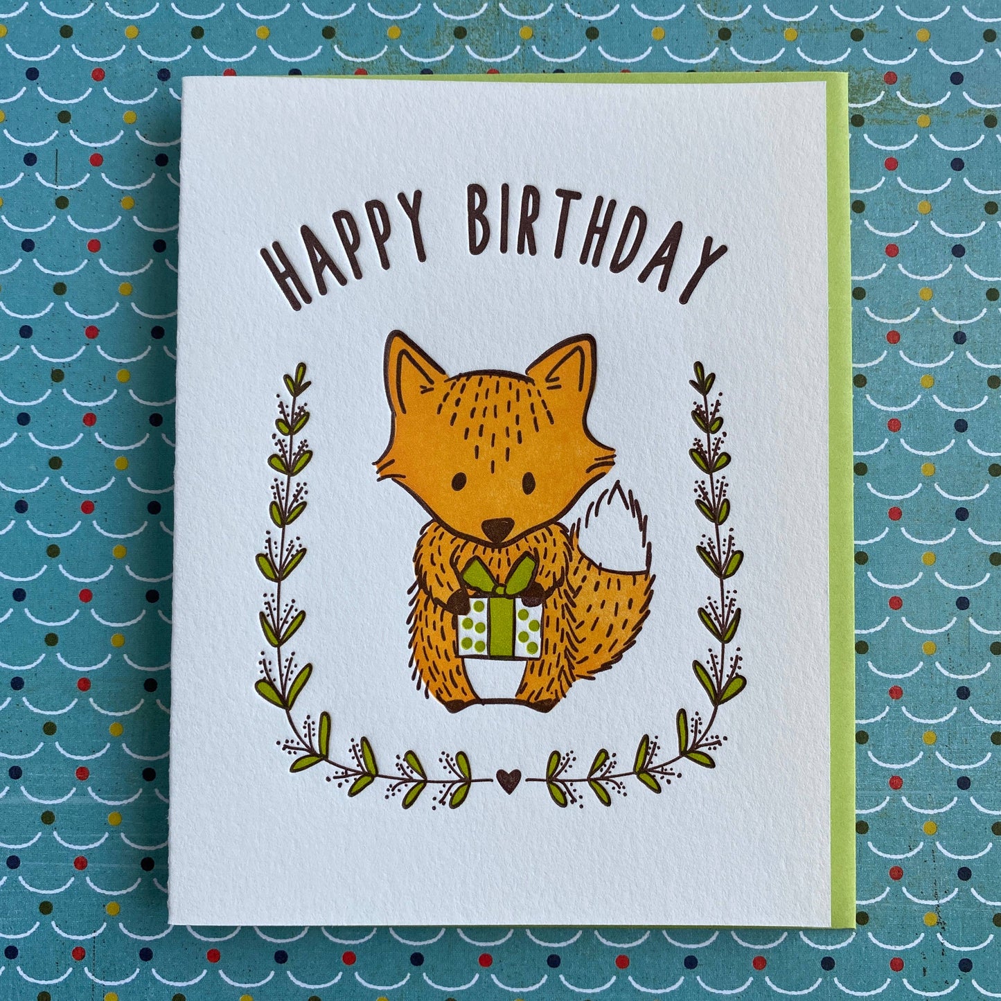 Happy Birthday Fox - letterpress card