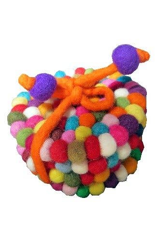 Hand-Felted Ball Coasters - Set of 4, Assorted Colors: Gold