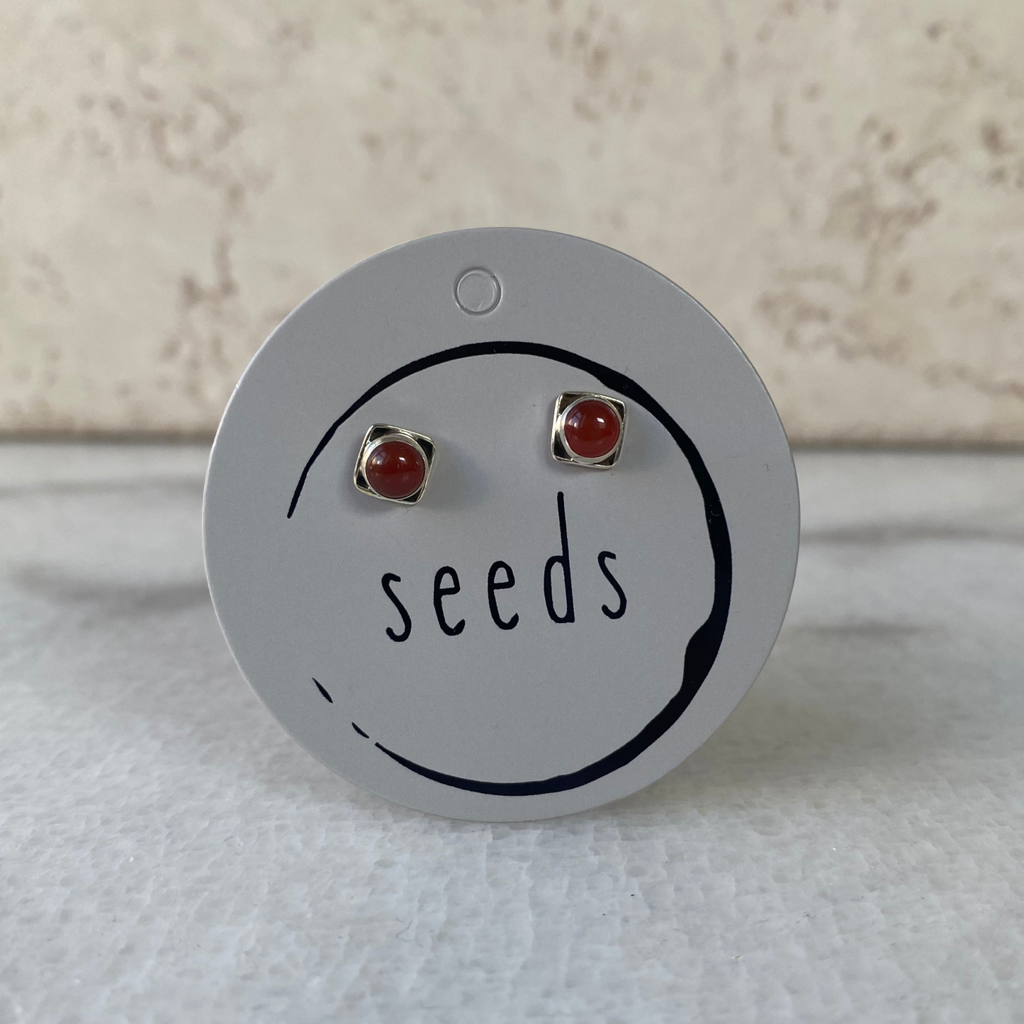 Square Stud Earrings | Sterling Silver Genuine Stones