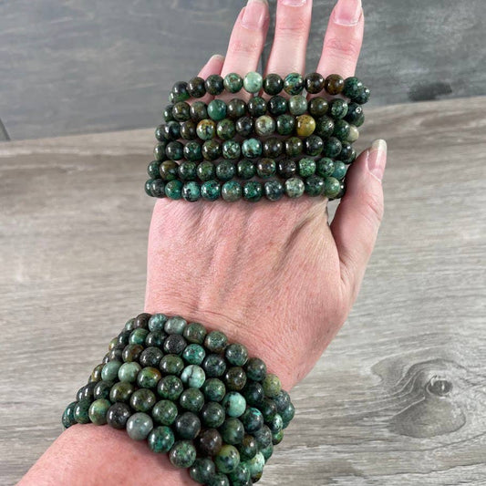 8mm Round Gemstone Beaded Bracelets : African Turquoise