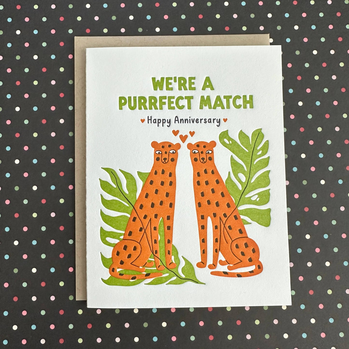 Anniversary Cheetah- letterpress card