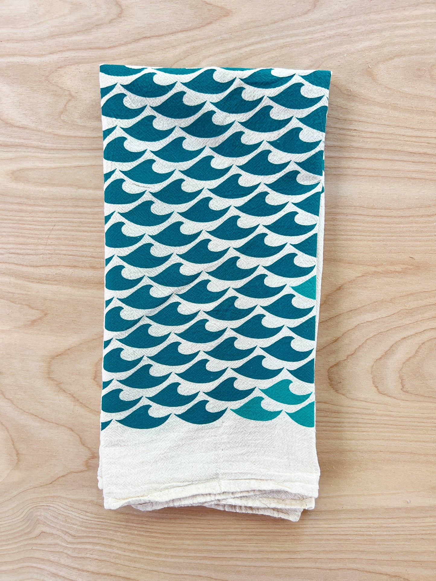 Waves Tea Towel: Turquoise/powder blue