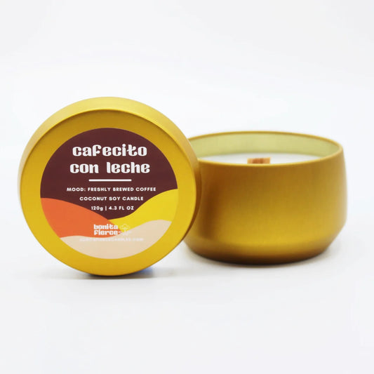 Cafecito con leche small brass candle