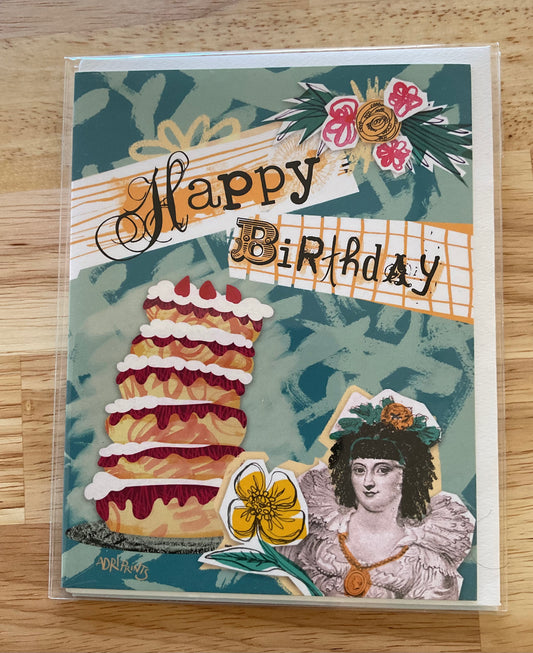 BIRTHDAY - Fabulous Lady birthday card - featuring collage art by Adriana Bergstrom