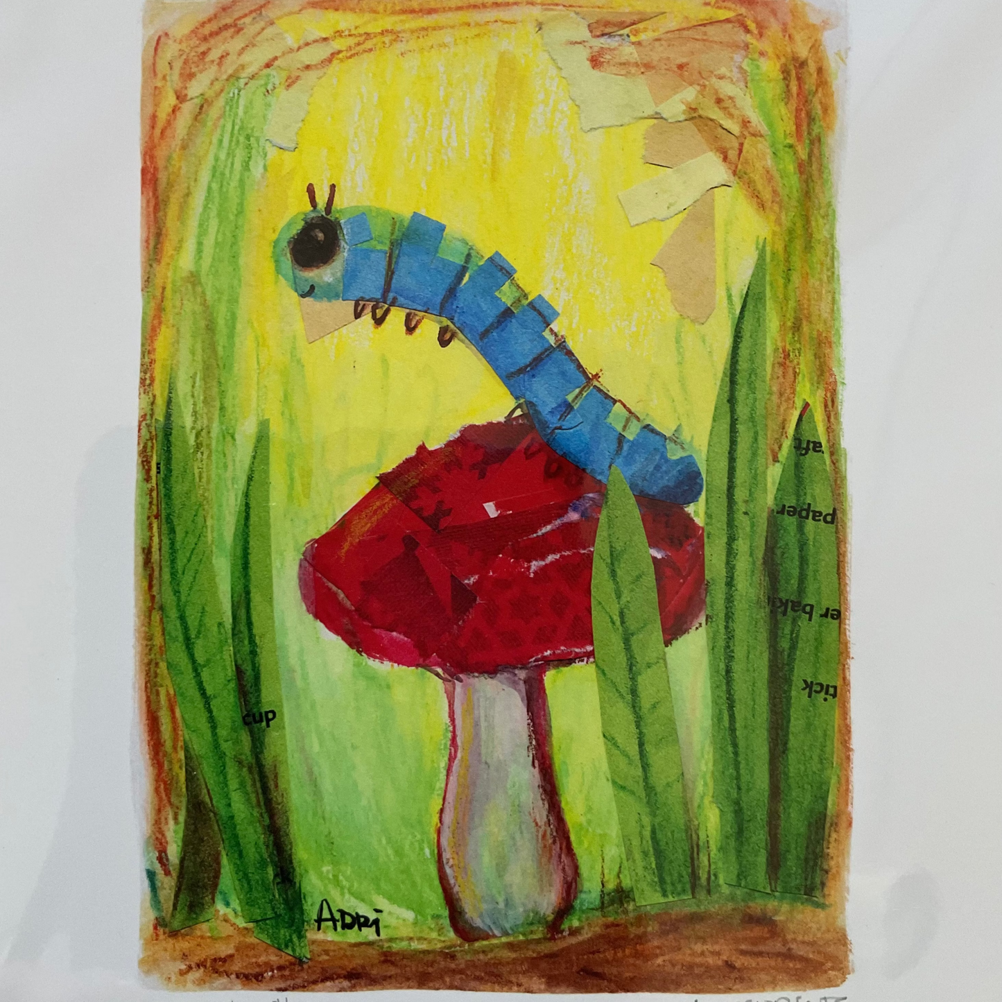 PRINT - Blue Caterpillar, art print in various sizes featuring art by Adriana Bergstrom