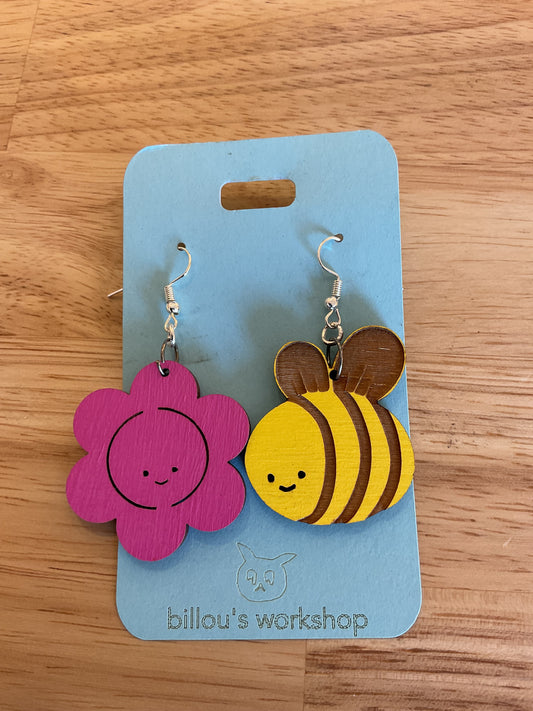 Bee and Flower earrings