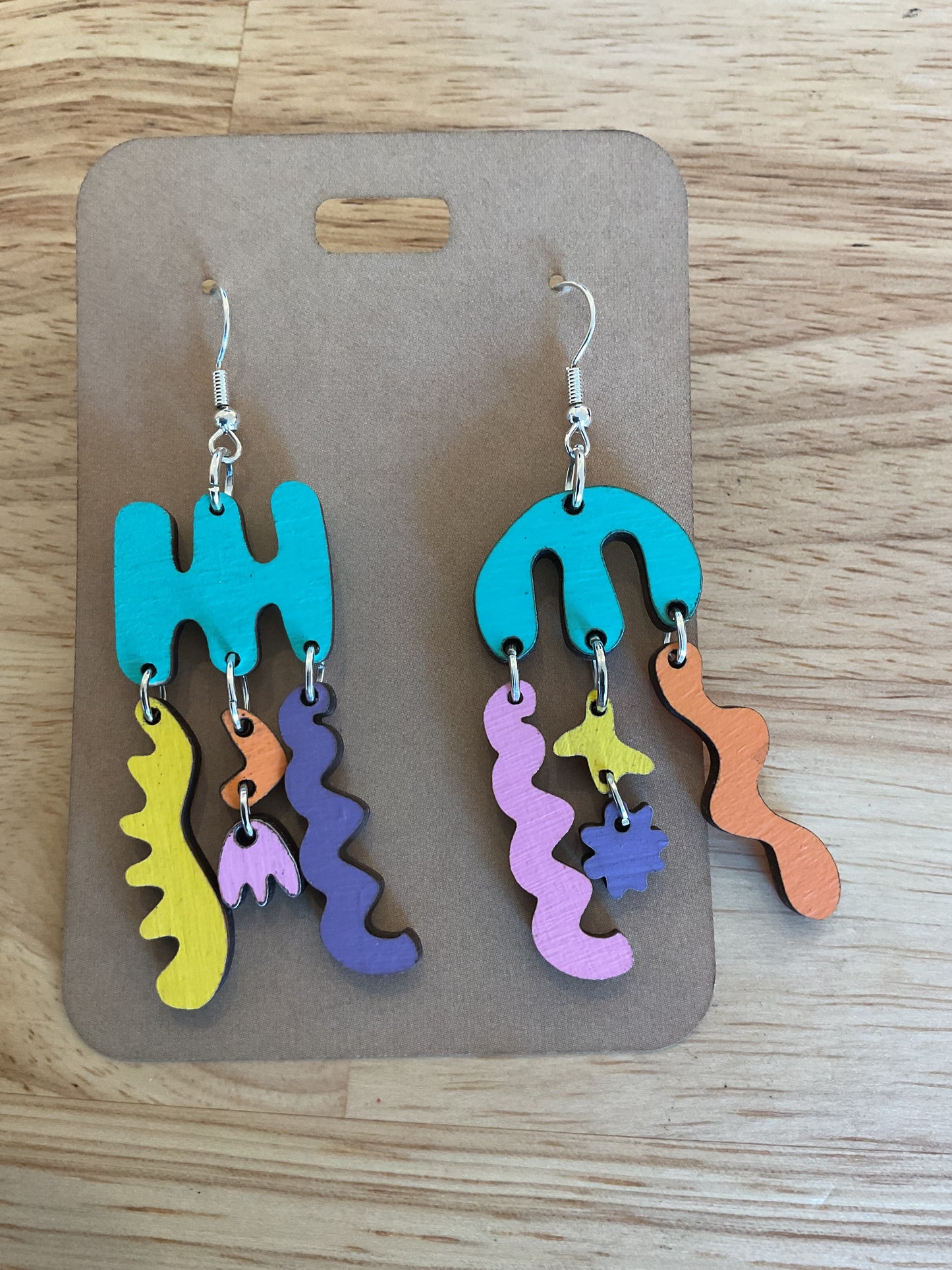Multi colored abstract shape earrings
