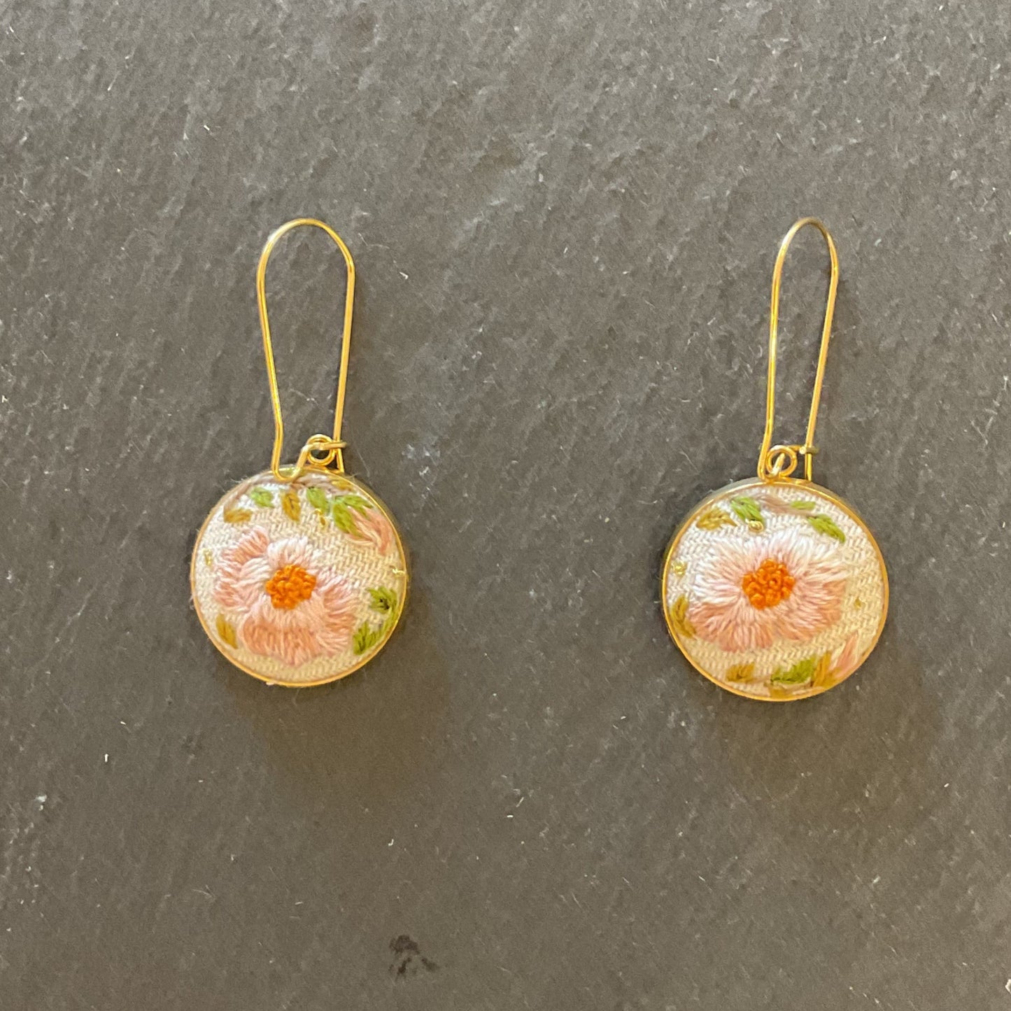 Round embroidered earrings