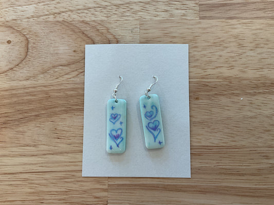 Blue hearts earrings