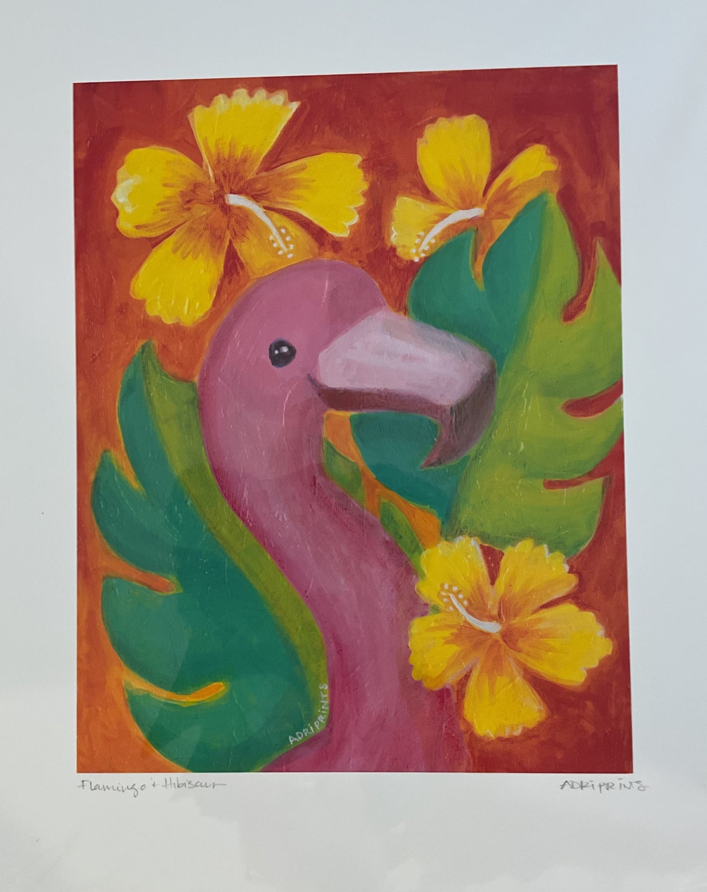 Giclee print 'Flamingo & Hibiscus' 11x14