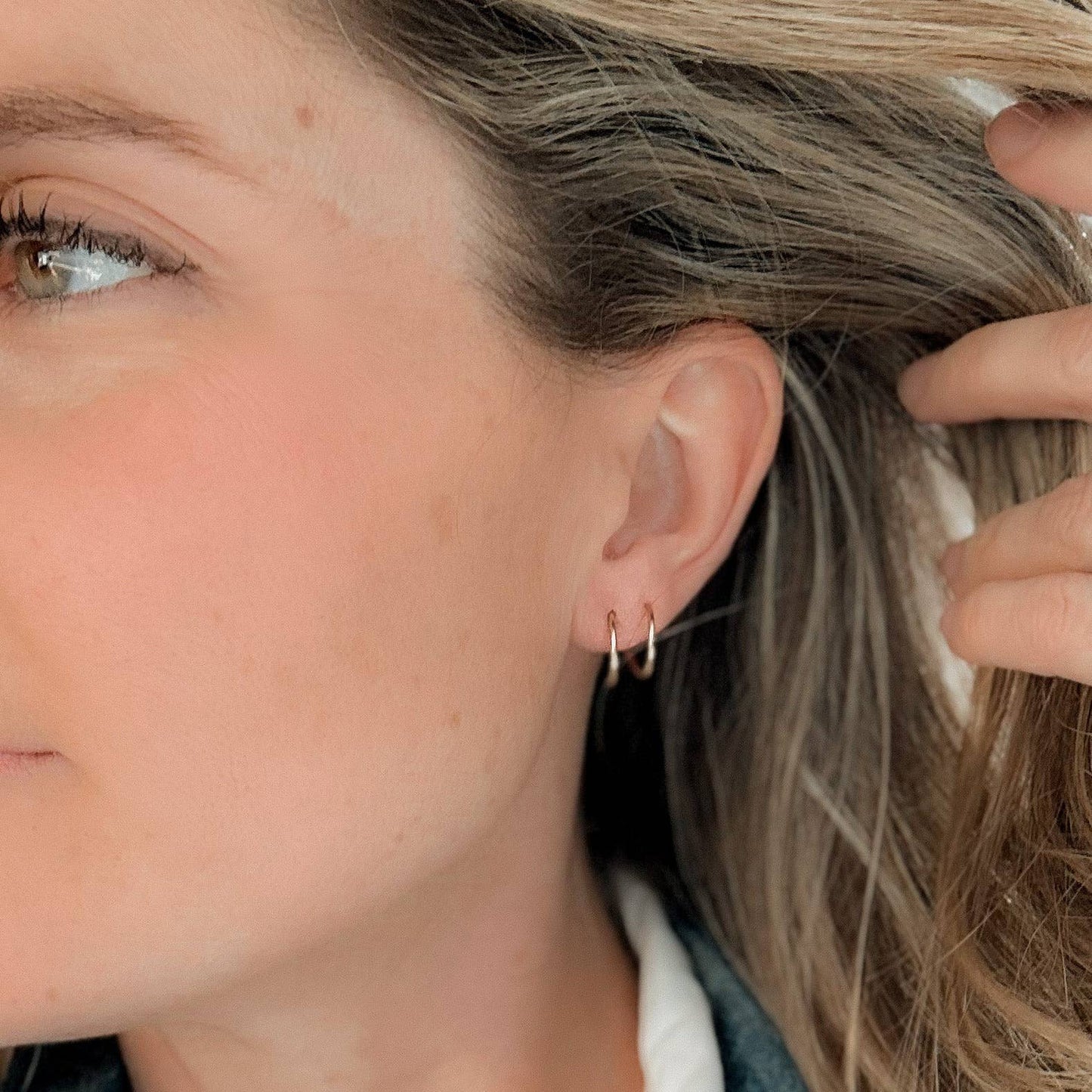 Twist-In Double Huggie Hoop |14k Gold Fill & Sterling Silver: Silver