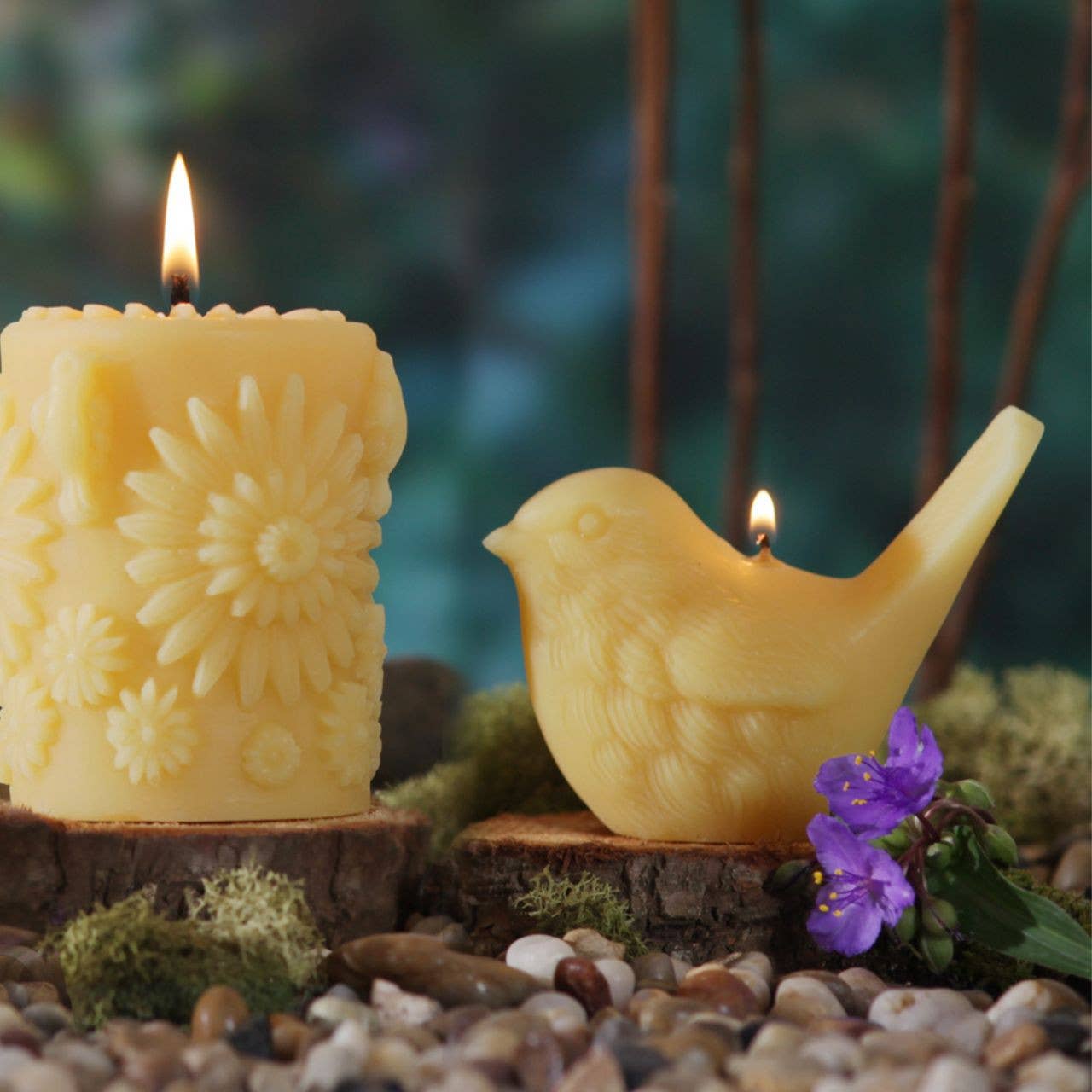 Beeswax Song Birds Novelty Candle: Upright
