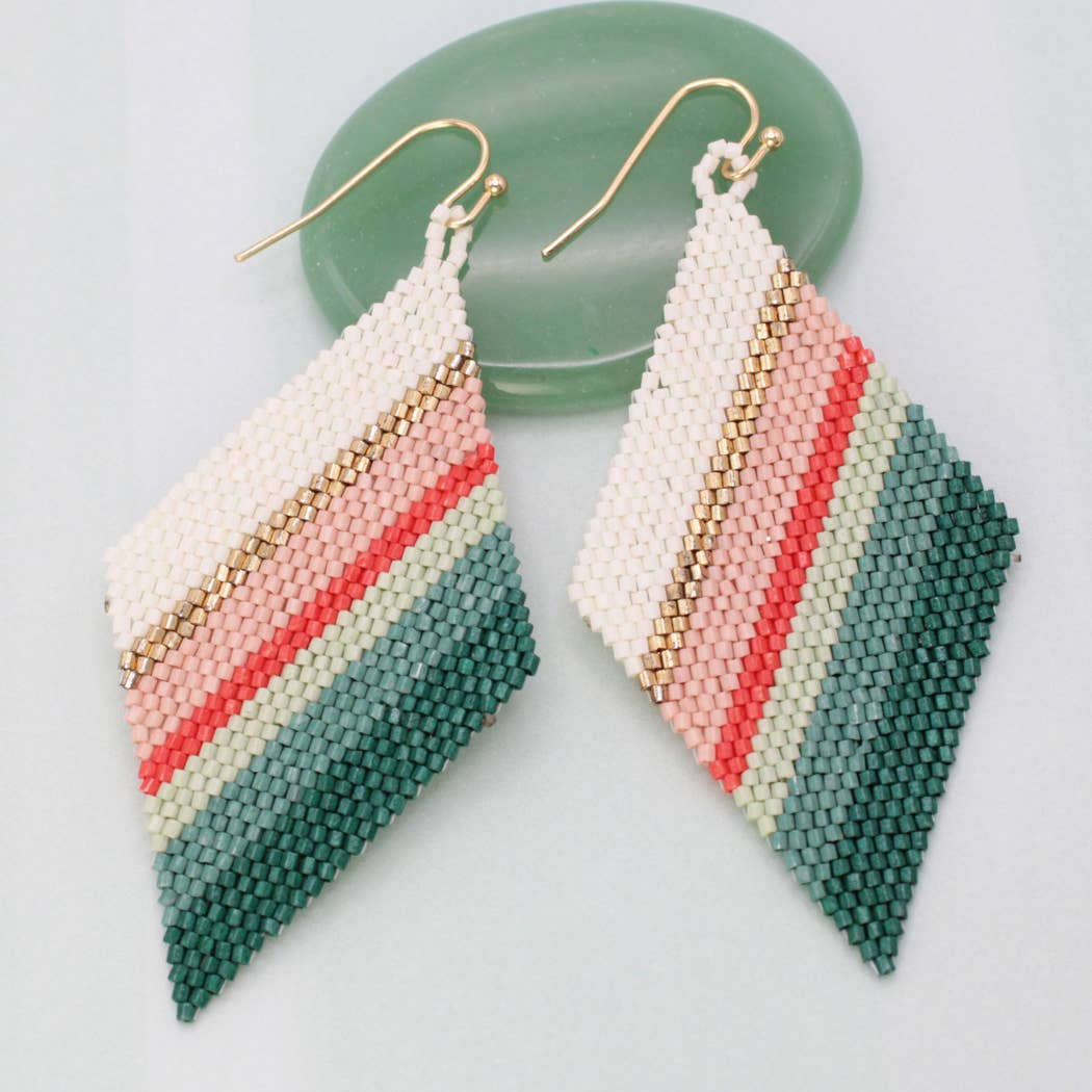Diamond Delight Woven Seed Bead Earrings