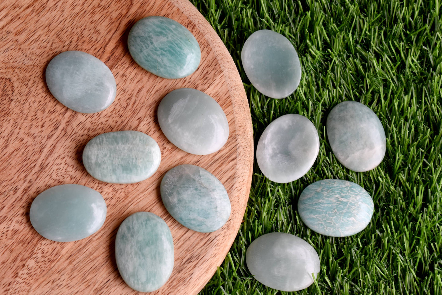 Amazonite Worry Stones, Natural Polished Palm Stones